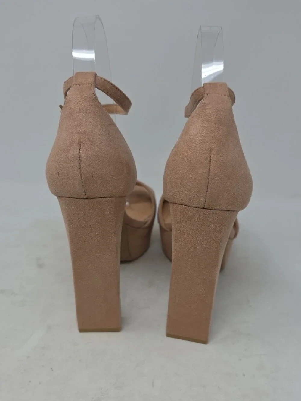 Chinese Laundry Taupe Suede Platform Ankle-Strap Heels 7.5